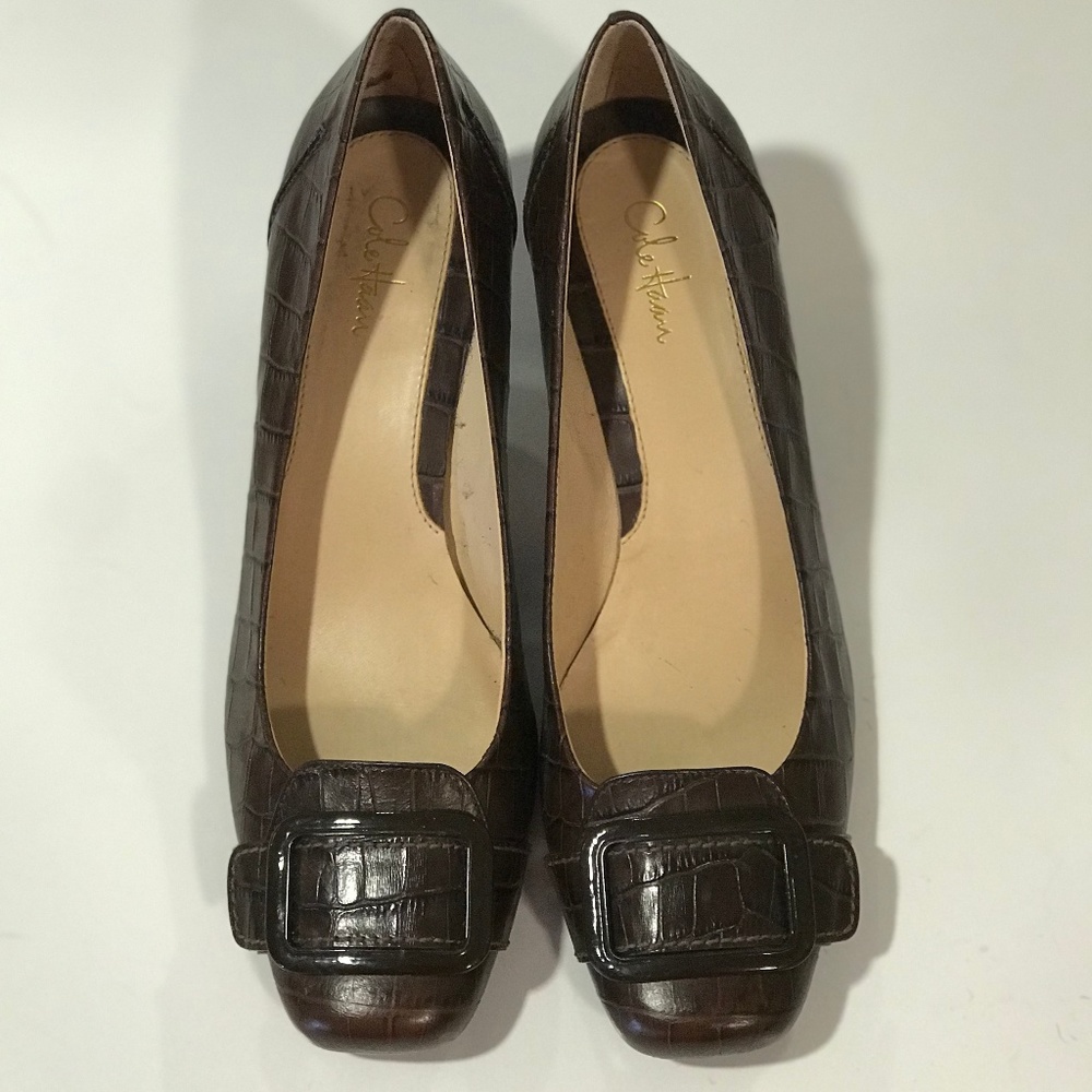 Cole Haan Brown Croc-Embossed Heels